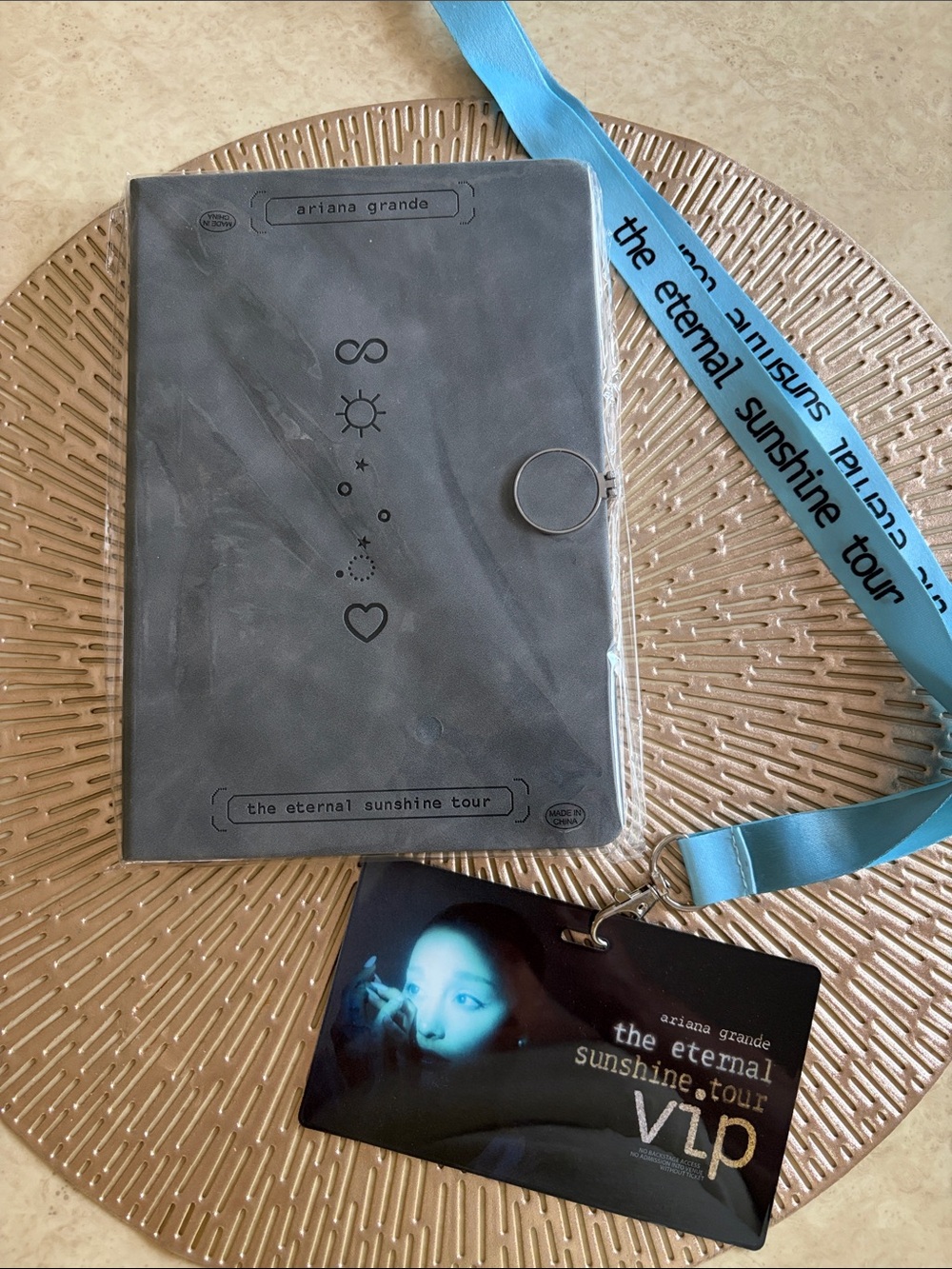 Ariana Grande Gray Tablet Folio Case with Blue Lanyard VIP Pass